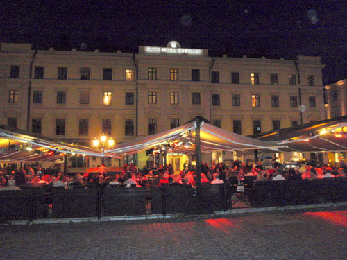 Evening on the Link&ouml;ping main plaza.